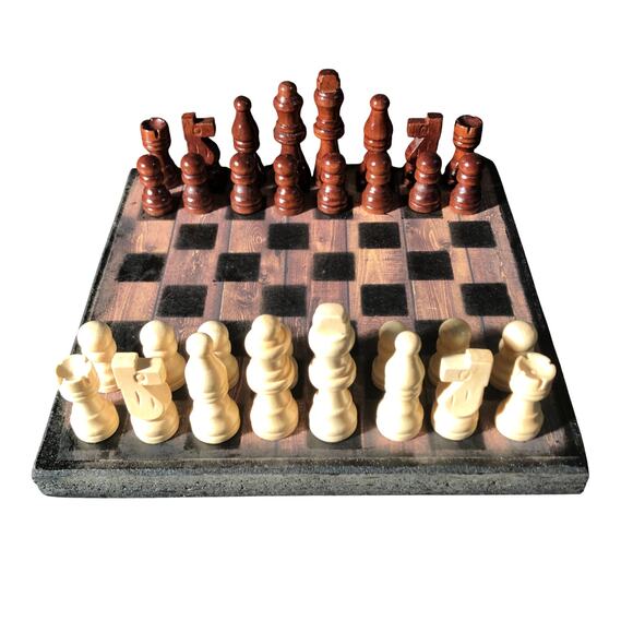 Scrapbook Chess Set - Simplistic Wood - Picture 1 of 11